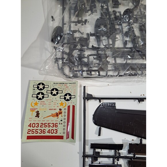 Monogram 7546 1:48 Scale Black Widow P-61 Airplane Model Kit w/White Box - Picture 5 of 7